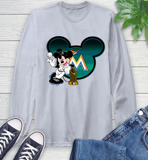 MLB Miami Marlins The Commissioner's Trophy Mickey Mouse Disney Long Sleeve T-Shirt 6