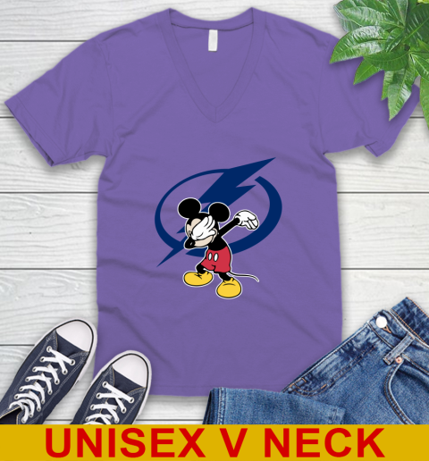 Tampa Bay Lightning NHL Hockey Dabbing Mickey Disney Sports V-Neck T-Shirt - Image 10