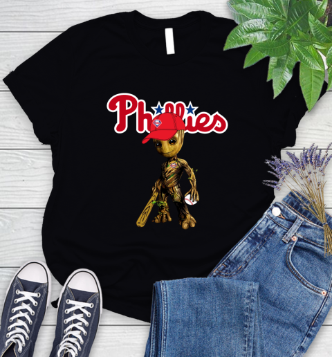 MLB Philadelphia Phillies Groot Guardians Of The Galaxy Baseball Women's T-Shirt 2