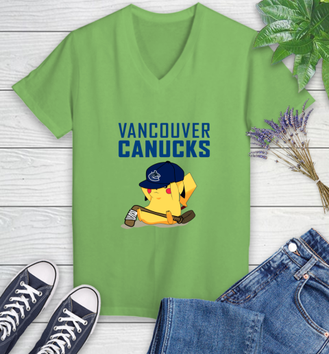 NHL Pikachu Hockey Sports Vancouver Canucks Women's V-Neck T-Shirt 11