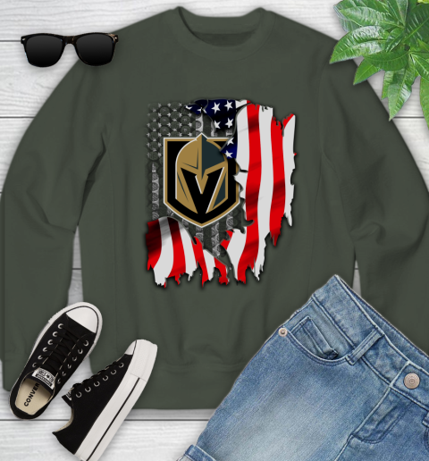 Vegas Golden Knights NHL Hockey American Flag Youth Sweatshirt 9