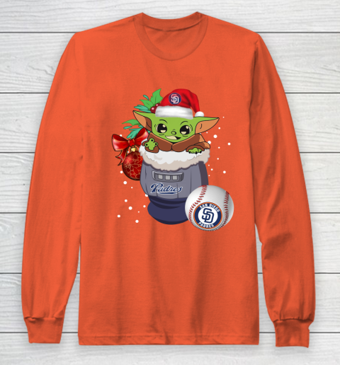San Diego Padres Christmas Baby Yoda Star Wars Funny Happy MLB Long Sleeve T-Shirt 5