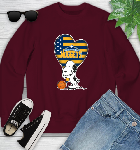 Denver Nuggets NBA Basketball The Peanuts Movie Adorable Snoopy Youth Sweatshirt 5