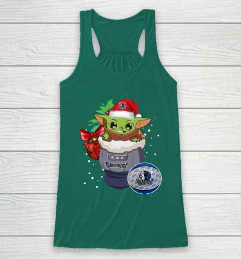 Dallas Mavericks Christmas Baby Yoda Star Wars Funny Happy NBA Racerback Tank 6