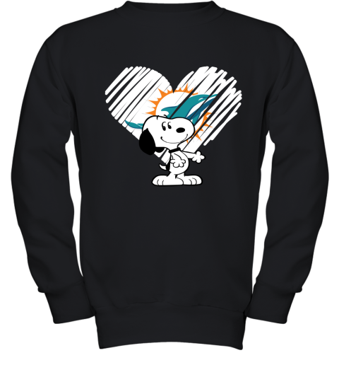 I Love Miami Dolphins Snoopy In My Heart NFL Youth Sweatshirt