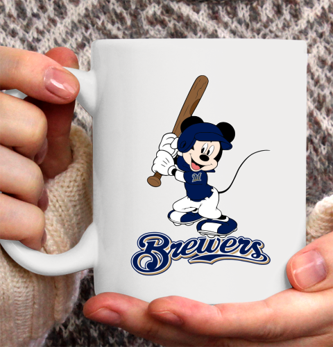 MLB Baseball Milwaukee Brewers Cheerful Mickey Mouse Shirt Ceramic Mug 15oz 2