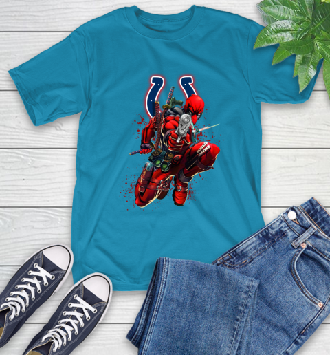 NFL Deadpool Marvel Comics Sports Football Indianapolis Colts T-Shirt 8