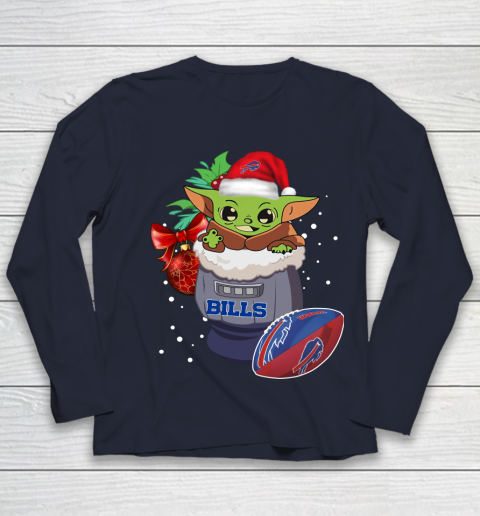 Buffalo Bills Christmas Baby Yoda Star Wars Funny Happy NFL Youth Long Sleeve 3
