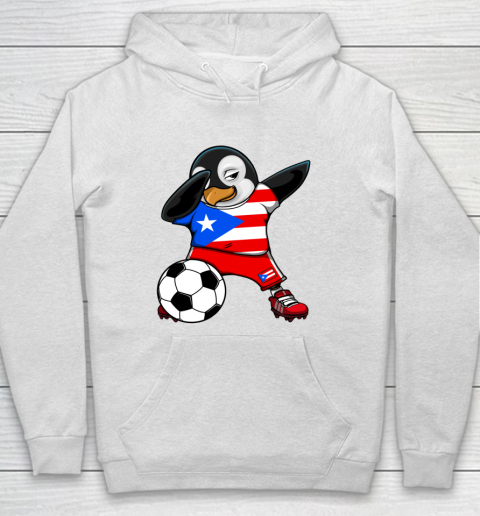 Dabbing Penguin Puerto Rico Soccer Fan Jersey Football Lover Hoodie
