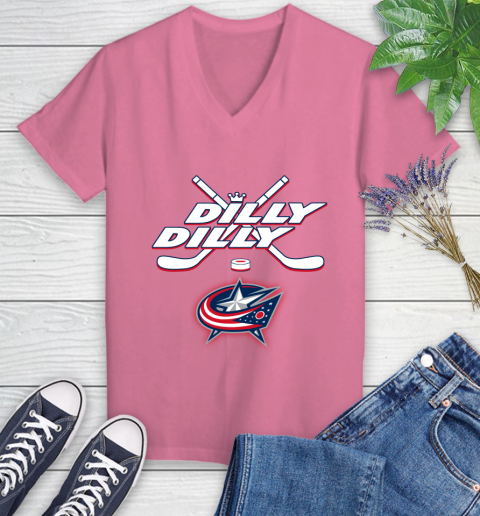 NHL Columbus Blue Jackets Dilly Dilly Hockey Sports Women's V-Neck T-Shirt 13