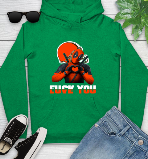 NHL Cleveland Browns Deadpool Love You Fuck You Football Sports Youth Hoodie 9