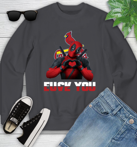 MLB St.Louis Cardinals Deadpool Love You Fuck You Baseball Sports Youth Sweatshirt 5