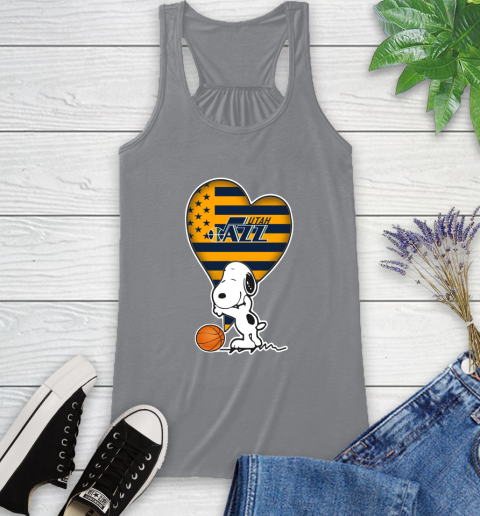Utah Jazz NBA Basketball The Peanuts Movie Adorable Snoopy Racerback Tank 5