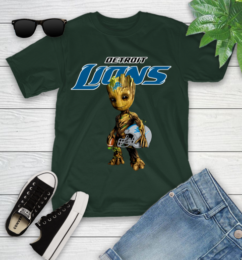 Detroit Lions NFL Football Groot Marvel Guardians Of The Galaxy Youth T-Shirt 5