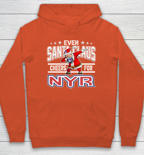 New York Rangers Even Santa Claus Cheers For Christmas NHL Hoodie 3