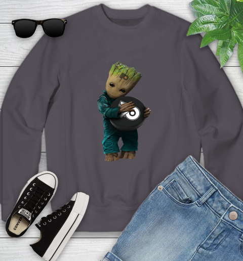 NHL Groot Guardians Of The Galaxy Hockey Sports Philadelphia Flyers Youth Sweatshirt 6