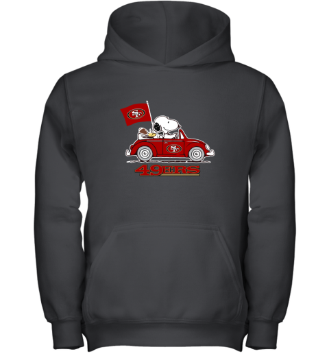 Snoopy And Woodstock Ride The San Francisco 49ers Car NFL Youth Hoodie