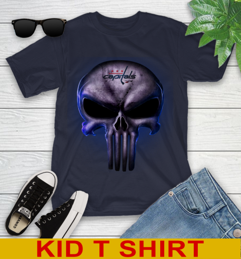 Washington Capitals NHL Hockey Punisher Skull Sports Youth T-Shirt 2