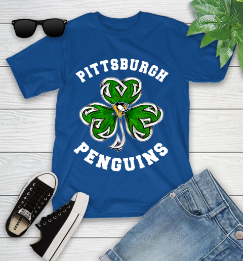 NHL Pittsburgh Penguins Three Leaf Clover St Patrick's Day Hockey Sports Youth T-Shirt 12