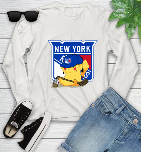 NHL Pikachu Hockey Sports New York Rangers Youth Long Sleeve 12