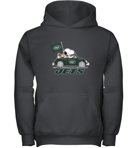 Snoopy And Woodstock Ride The New York Jets Car NFL Youth Hoodie