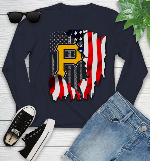 Pittsburgh Pirates MLB Baseball American Flag Youth Long Sleeve 2