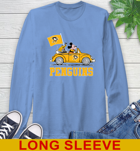 NHL Hockey Pittsburgh Penguins Pluto Mickey Driving Disney Shirt Long Sleeve T-Shirt 11