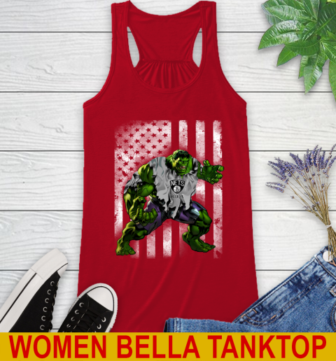 Brooklyn Nets Hulk Marvel Avengers NBA Basketball American Flag Racerback Tank 4