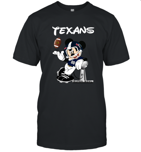 Mickey Texans Taking The Super Bowl Trophy Football Unisex Jersey Tee
