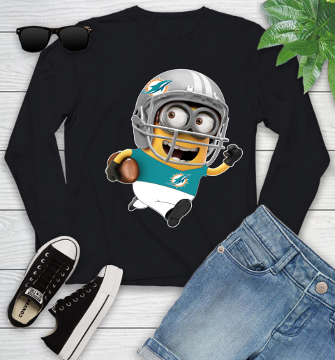 NFL Miami Dolphins Minions Disney Football Sports Youth Long Sleeve 2