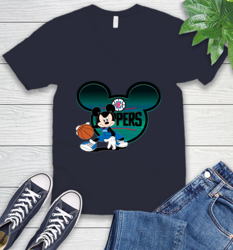NBA LA Clippers Mickey Mouse Disney Basketball V-Neck T-Shirt 3