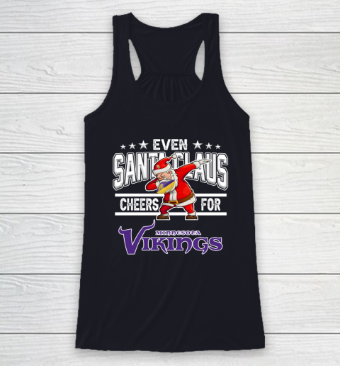 Minnesota Vikings Even Santa Claus Cheers For Christmas NFL Racerback Tank 7