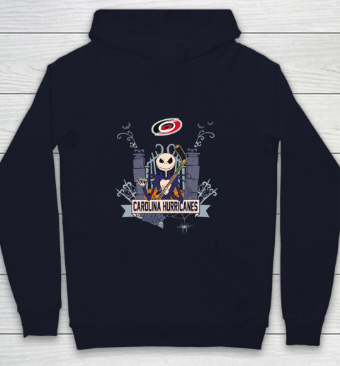 NHL Carolina Hurricanes Hockey Jack Skellington Halloween Youth Hoodie 2