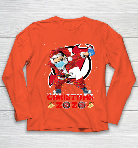 New Jersey Devils Funny Santa Claus Dabbing Christmas 2020 NHL Youth Long Sleeve 3