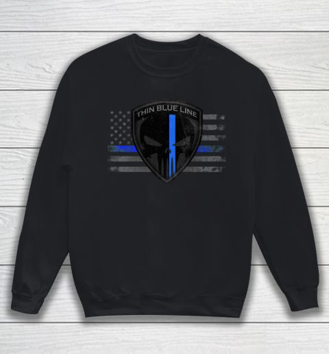 Thin Blue Line Punisher America Flag Sweatshirt