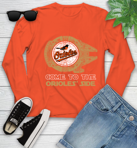 MLB Come To The Baltimore Orioles Side Star Wars Baseball Sports Youth Long Sleeve 3