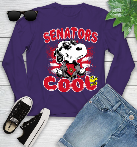 NHL Hockey Ottawa Senators Cool Snoopy Shirt Youth Long Sleeve 4