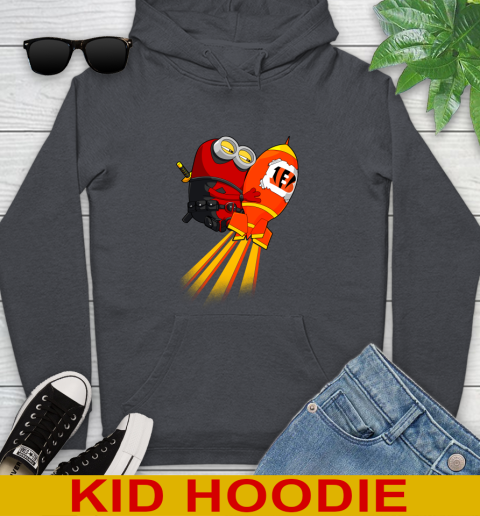 NFL Football Cincinnati Bengals Deadpool Minion Marvel Shirt Youth Hoodie 9