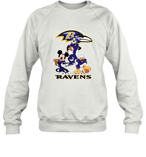 Mickey Donald Goofy The Three Baltimore Ravens Football Shirts Sweatshirt