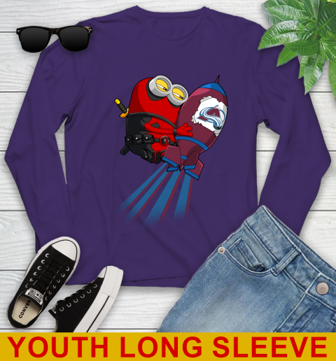 NHL Hockey Colorado Avalanche Deadpool Minion Marvel Shirt Youth Long Sleeve 4