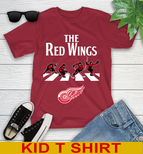 NHL Hockey Detroit Red Wings The Beatles Rock Band Shirt Youth T-Shirt 12