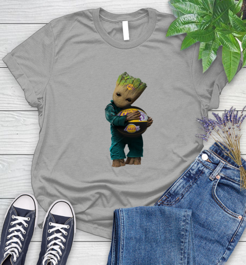NBA Groot Guardians Of The Galaxy Basketball Sports Los Angeles Lakers Women's T-Shirt 10