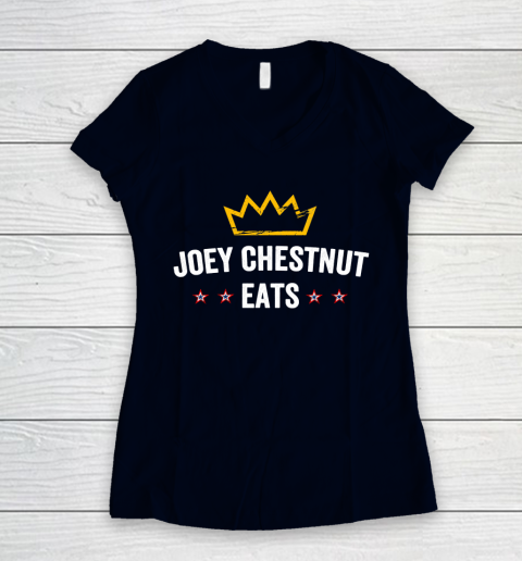 Joey Chestnut Eats Women's V-Neck T-Shirt 2