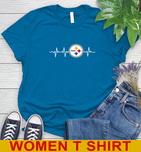 Pittsburgh Steelers NFL Football Heart Beat Shirt Women's T-Shirt 8