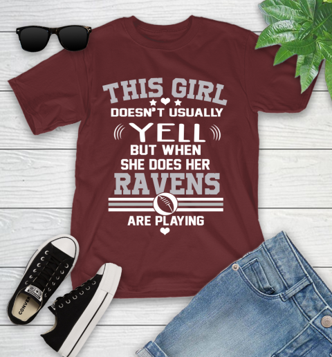 Baltimore Ravens NFL Football I Yell When My Team Is Playing Youth T-Shirt 14