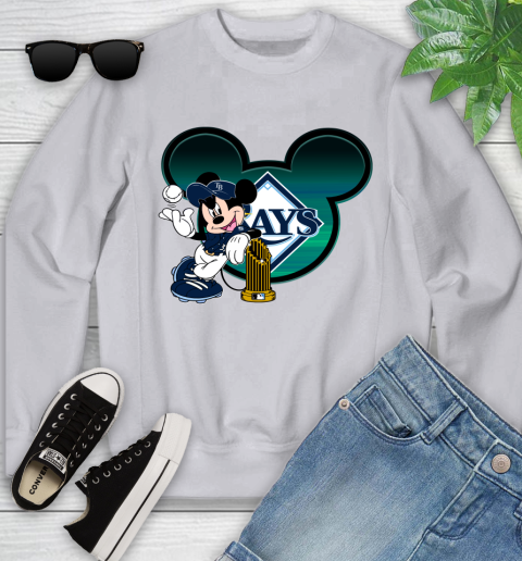 MLB Tampa Bay Rays The Commissioner's Trophy Mickey Mouse Disney Youth Sweatshirt 4