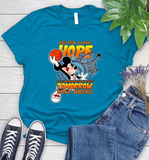 Atlanta Hawks NBA Basketball Mickey Disney Never Lose Hope Women's T-Shirt 10