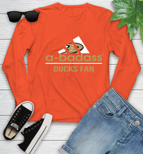 NHL A Badass Anaheim Ducks Fan Adidas Hockey Sports Youth Long Sleeve 3