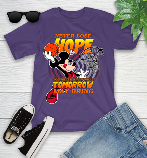 Portland Trail Blazers NBA Basketball Mickey Disney Never Lose Hope Youth T-Shirt 3