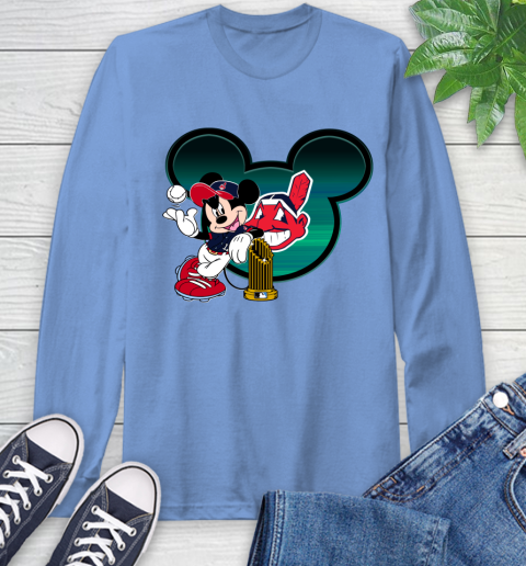 MLB Cleveland Indians The Commissioner's Trophy Mickey Mouse Disney Long Sleeve T-Shirt 11